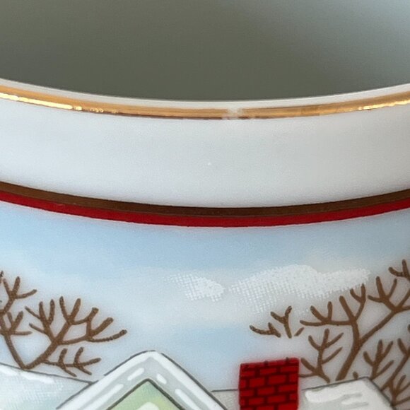 Otagiri Snowy Christmas Scene Porcelain Mug | Tree Horse-Drawn Buggy Dogs Japan - Picture 11 of 11